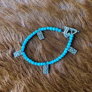 Turquoise & Sterling Silver Bracelet w/ Charms